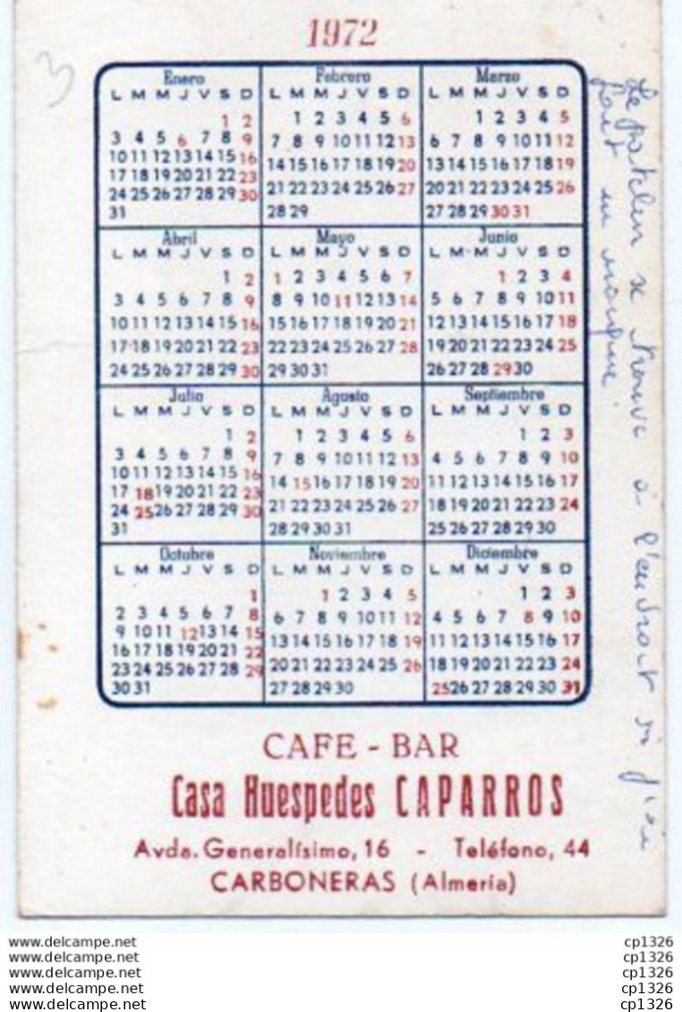 2V11x   Espagne Carboneras Calendrier De Poche De 1972 - Almería