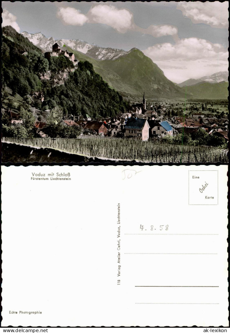 Postcard Vaduz Schloss Vaduz, Stadt Colorfoto AK 1958 - Liechtenstein