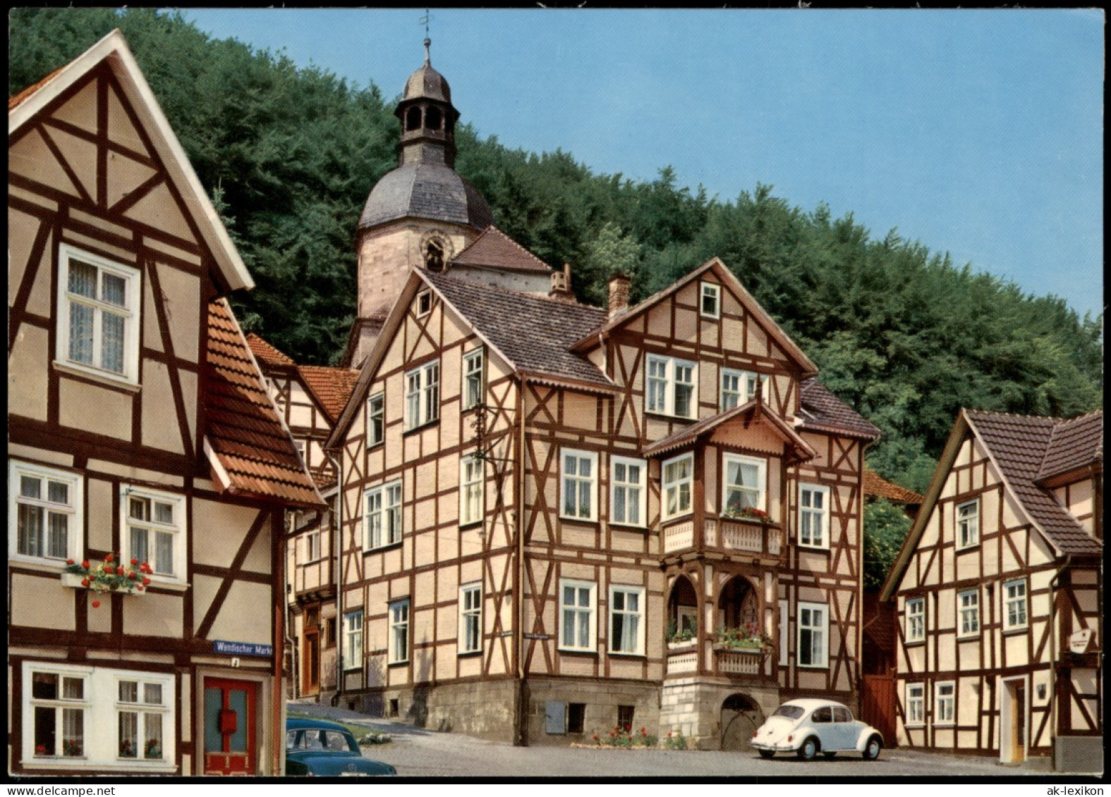Bad Sooden-Allendorf Fachwerk Mit St. Marien Kirche, Autos VW Käfer 1970 - Bad Sooden-Allendorf