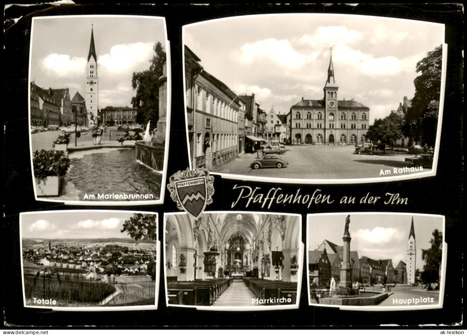 Pfaffenhofen (Ilm) Mehrbild-AK Marienbrunnen, Rathaus, Pfarrkirche 1974 - Pfaffenhofen