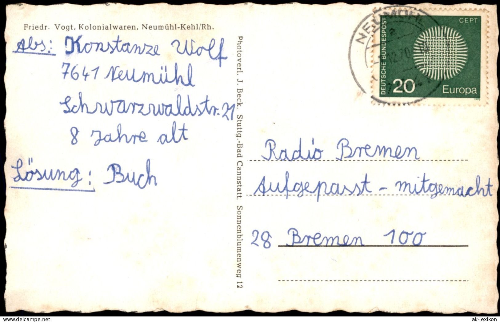 Neumühl-Kehl (Rhein) MB: Fachwerk Mit Partie B. Gasthaus Zum Pflug Schule 1970 - Kehl