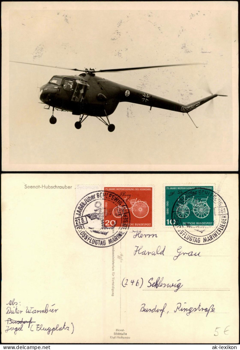 Ansichtskarte  Bundeswehr Seenot-Hubschrauber Sycamore 1961 - Helicopters