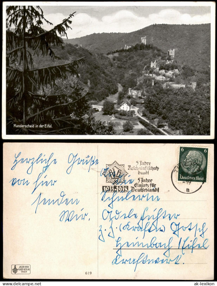 Ansichtskarte Manderscheid Panorama-Ansicht, Eifel Ort 1938 - Manderscheid