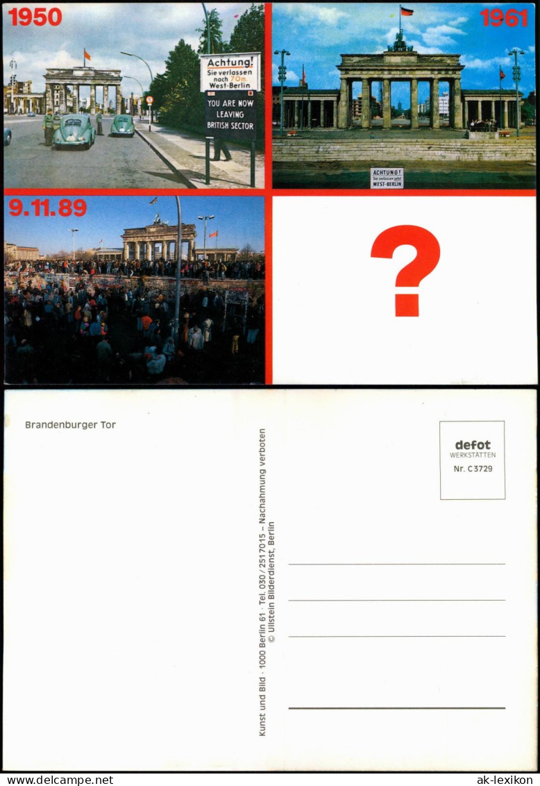 Mitte-Berlin Brandenburger Tor (Mehrbildkarte Zeitraffer & Fragezeichen) 1989 - Porta Di Brandeburgo
