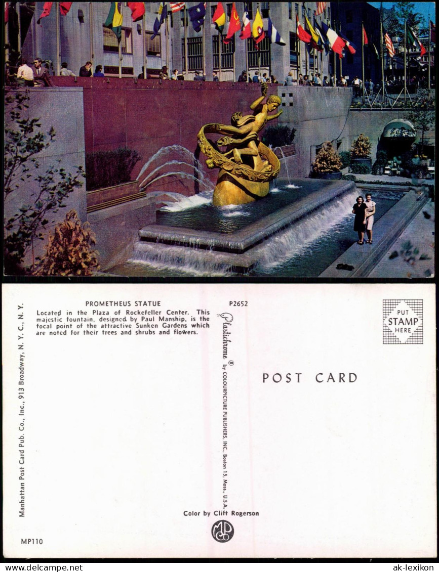 Postcard New York City Rockefeller Center PROMETHEUS STATUE 1970 - Otros & Sin Clasificación