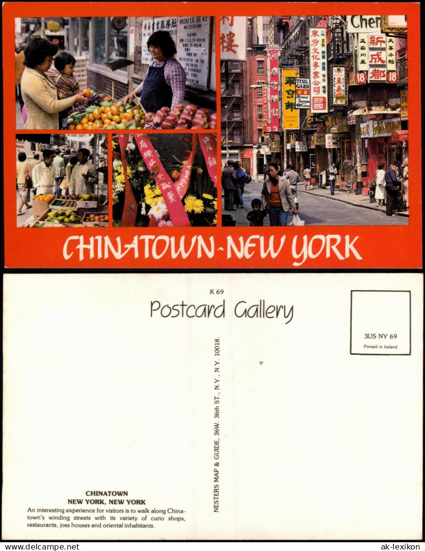 Postcard New York City Chinatown Mehrbildkarte, Multi-Views 1970 - Otros & Sin Clasificación