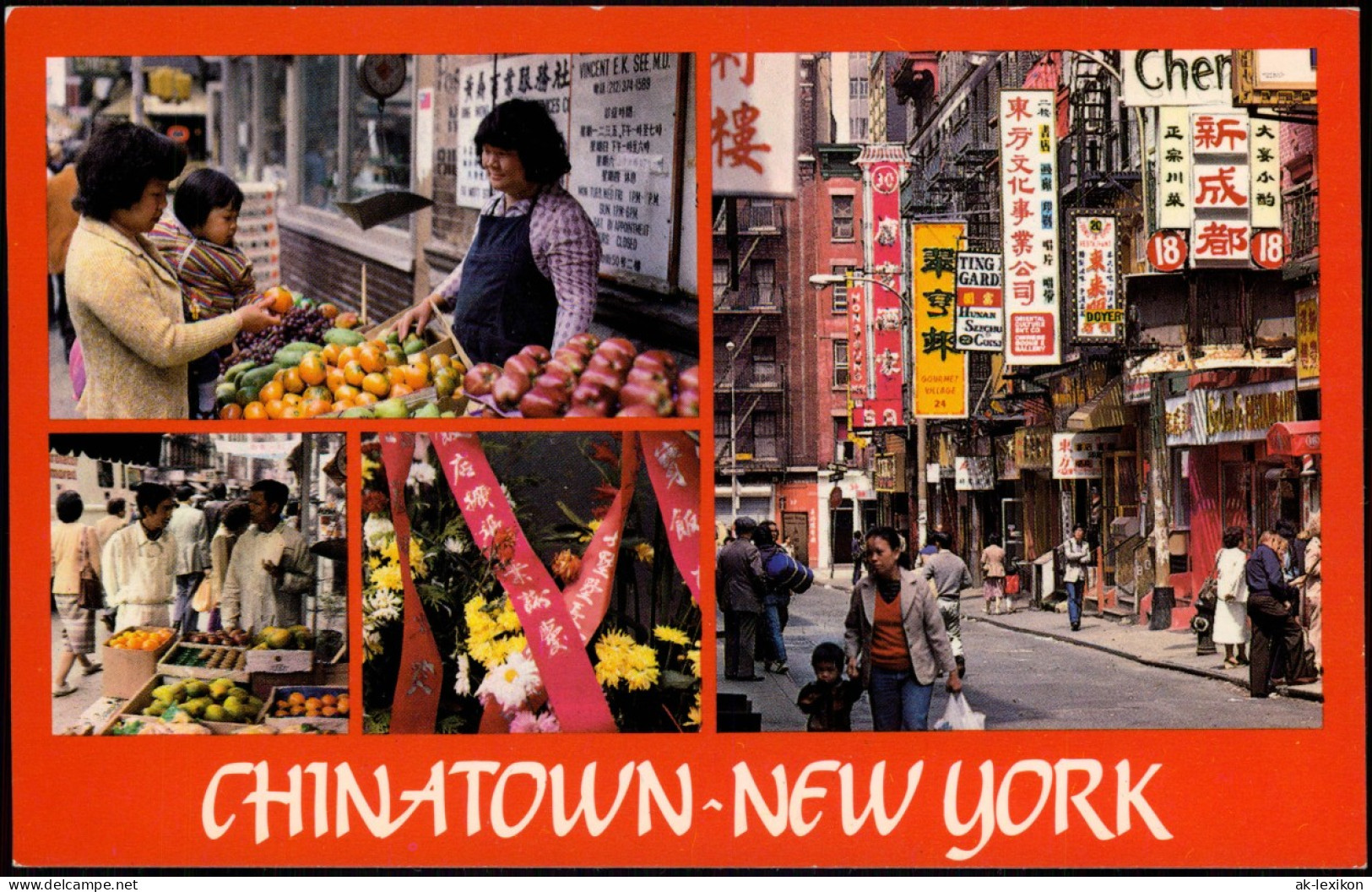 Postcard New York City Chinatown Mehrbildkarte, Multi-Views 1970 - Otros & Sin Clasificación