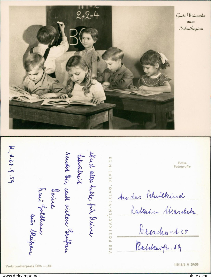 Glückwunsch Schulanfang Einschulung DDR AK Kinder In Der Schule 1959 - Primo Giorno Di Scuola
