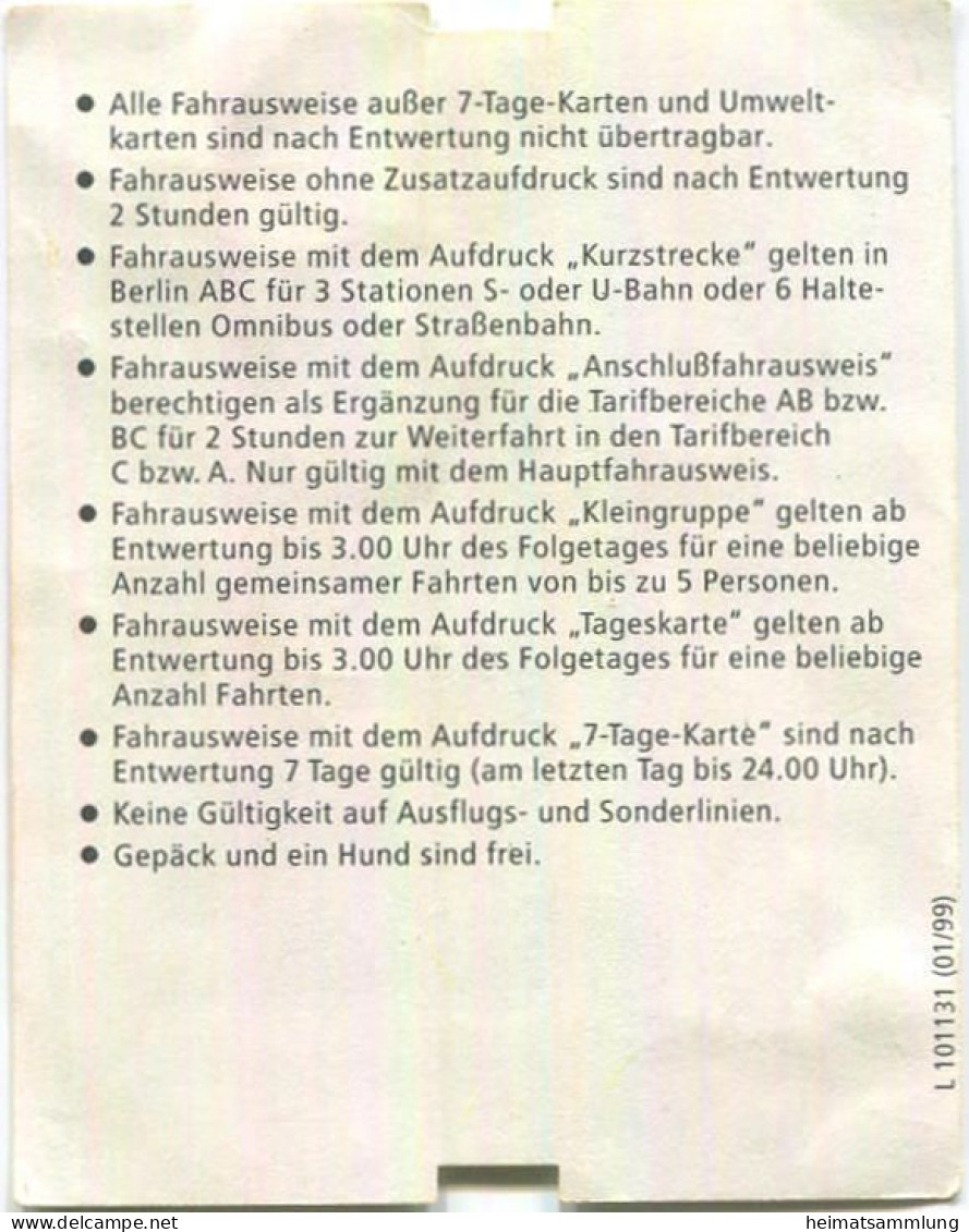 Deutschland - Berlin - VBB Fahrausweis - Ermäßigungstarif - Fahrschein 1999 - Europa