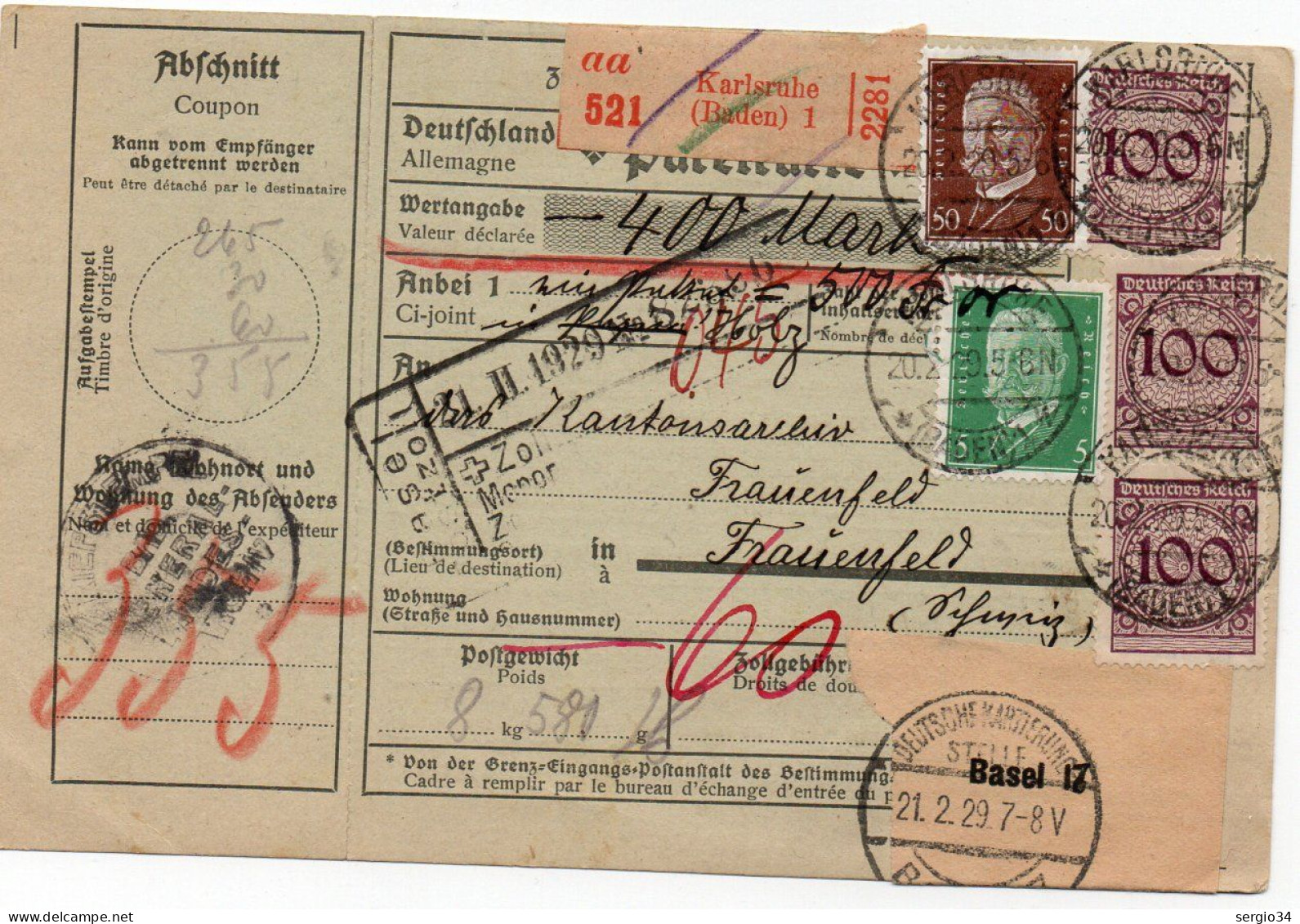 Germania 1929-Bollettino Di Spedizione - 1922-1923 Emissioni Locali