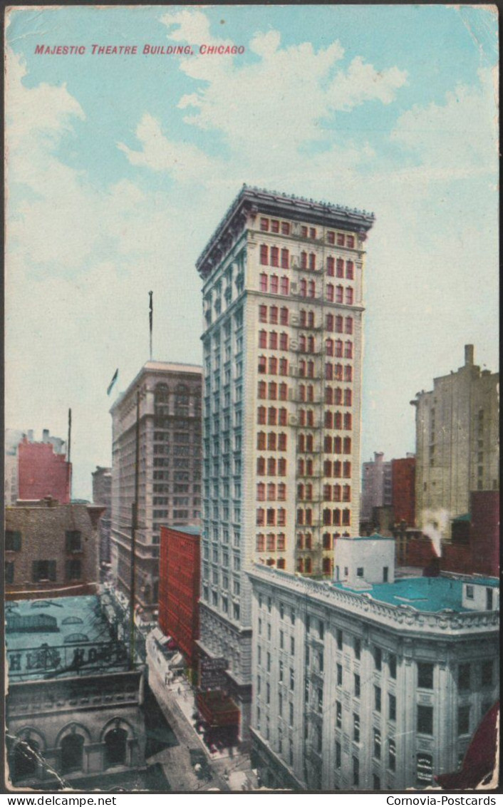 Majestic Theatre Building, Chicago, Illinois, C.1905 - Alfred Holzman Postcard - Chicago