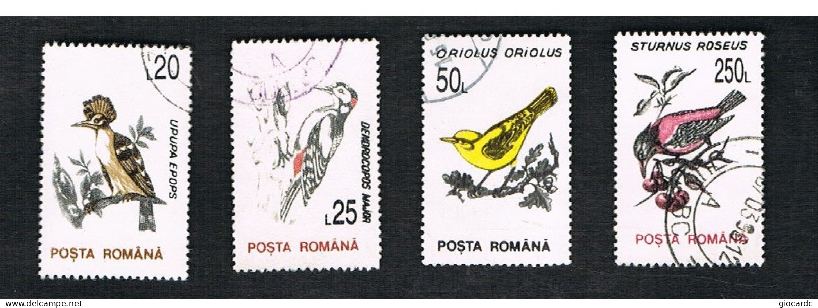 ROMANIA - SG 5510.5509  - 1993  CURRENT SERIE: BIRDS (4 STAMPS OF THE SET ON WHITE PAPER)  - USED ° - - Used Stamps