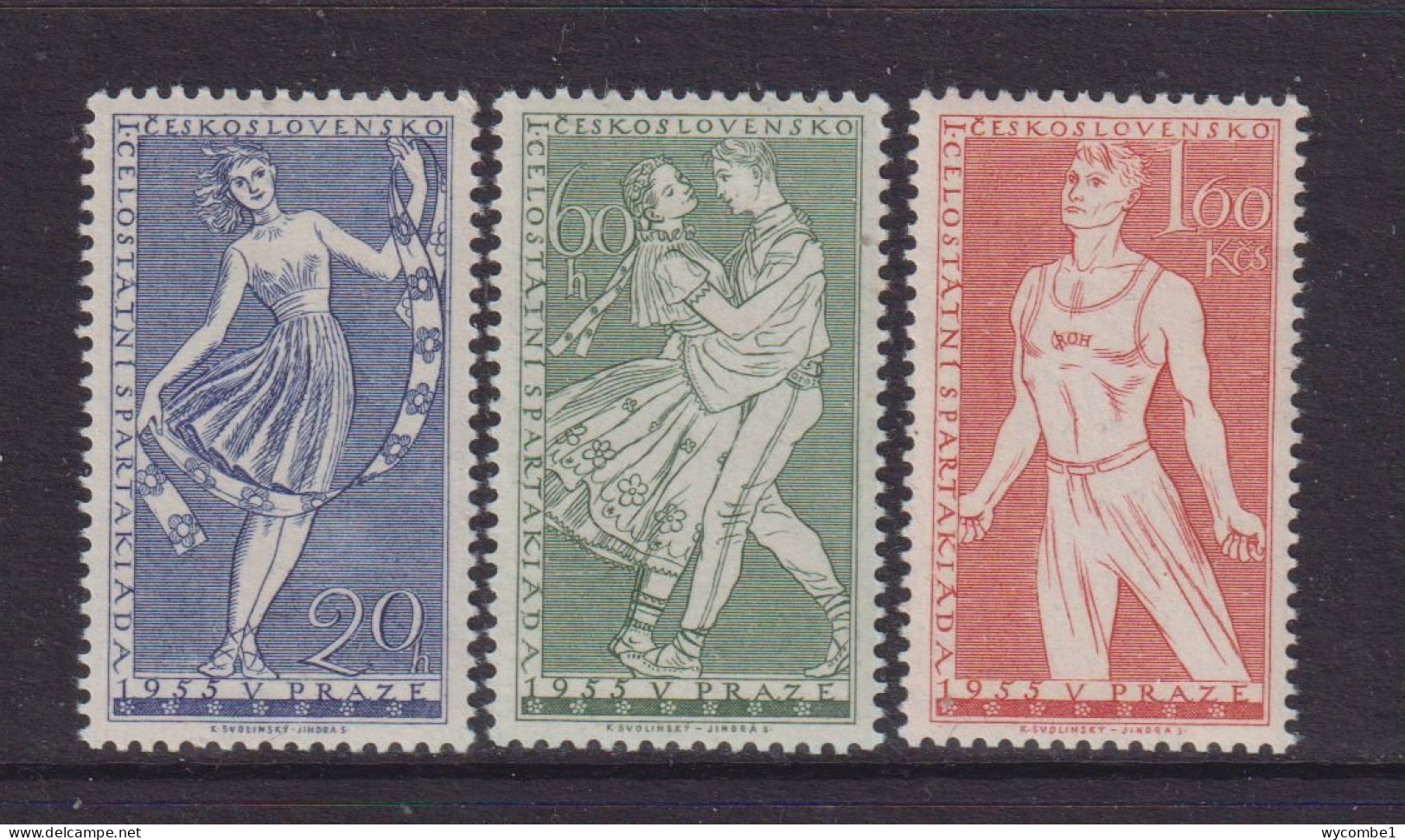 CZECHOSLOVAKIA  - 1955  Spartacist Games  Set  Never Hinged Mint (black Gum Adhesions)) - Unused Stamps