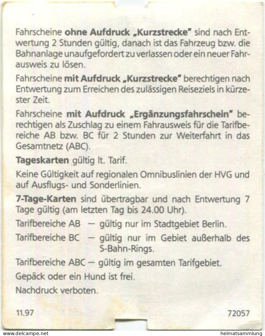 Deutschland - Berlin - TBU-Fahrschein - Ermäßigungstarif - Fahrschein 1998 - Europa