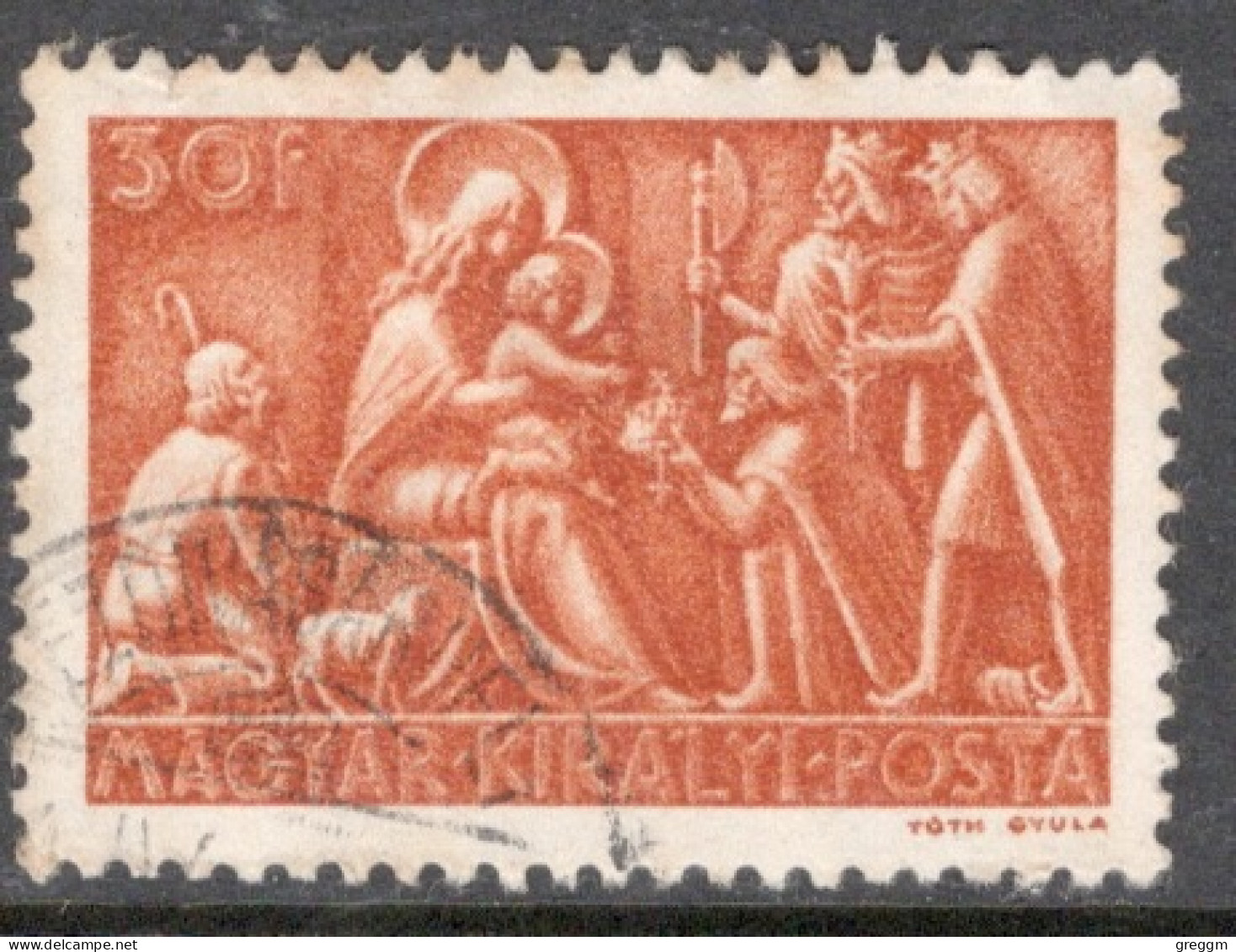 Hungary 1943  Single Stamp Celebrating  Christmas In Fine Used - Gebruikt