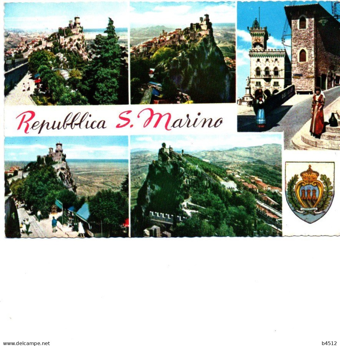 SAINT MARIN Timbre 1 2 3 4 5 Lire  Sur Carte Postale - Unused Stamps