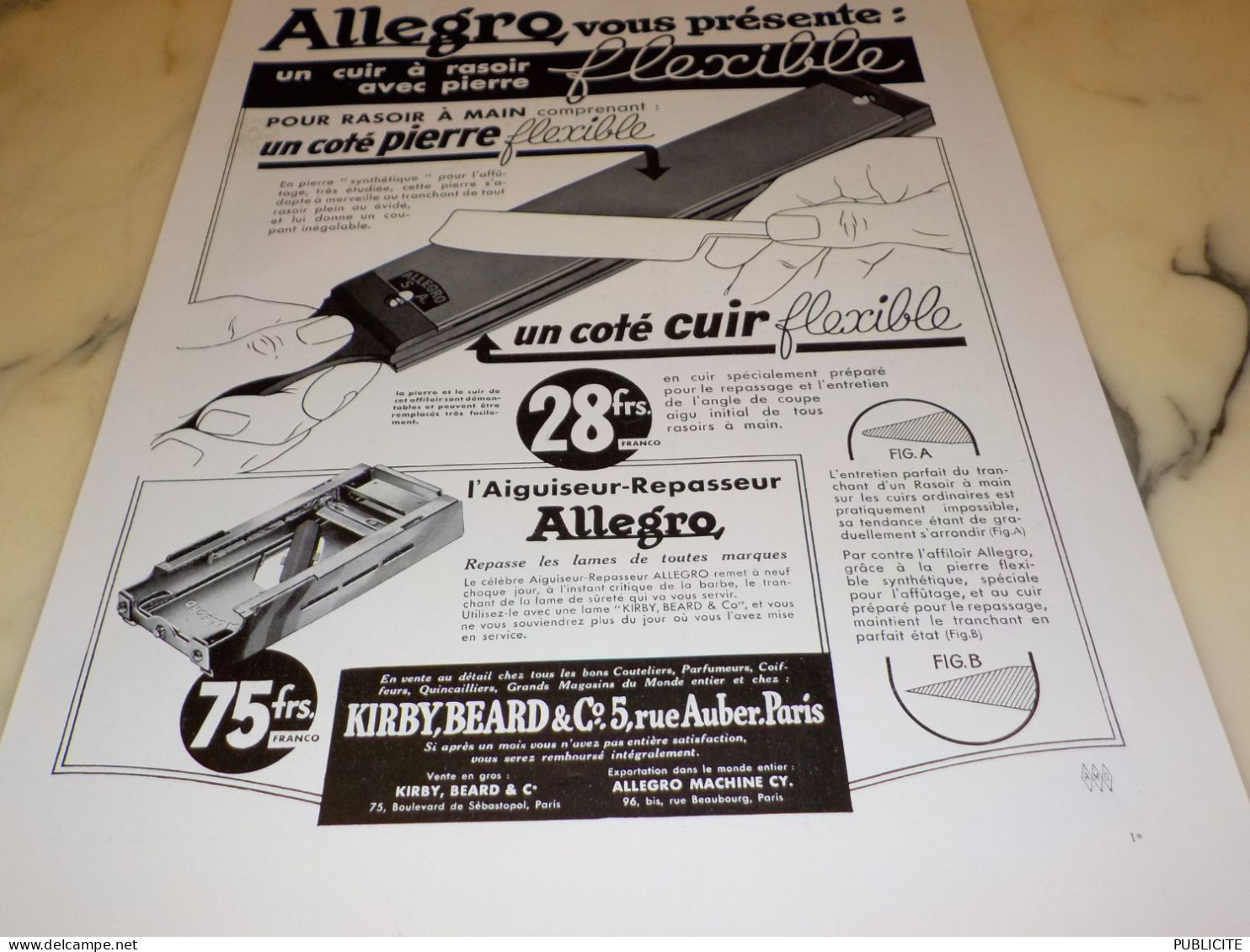 ANCIENNE PUBLICITE AIGUISEUR  ALLEGRO 1936 - Accessoires