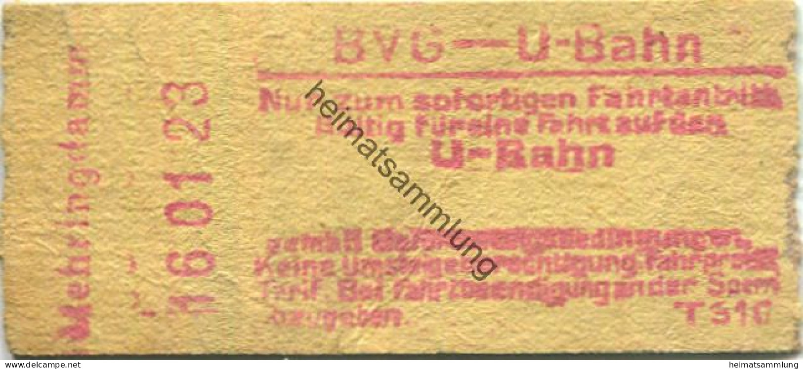 Deutschland - Berlin - BVG U-Bahn - Fahrkarte - Mehringdamm - Europa