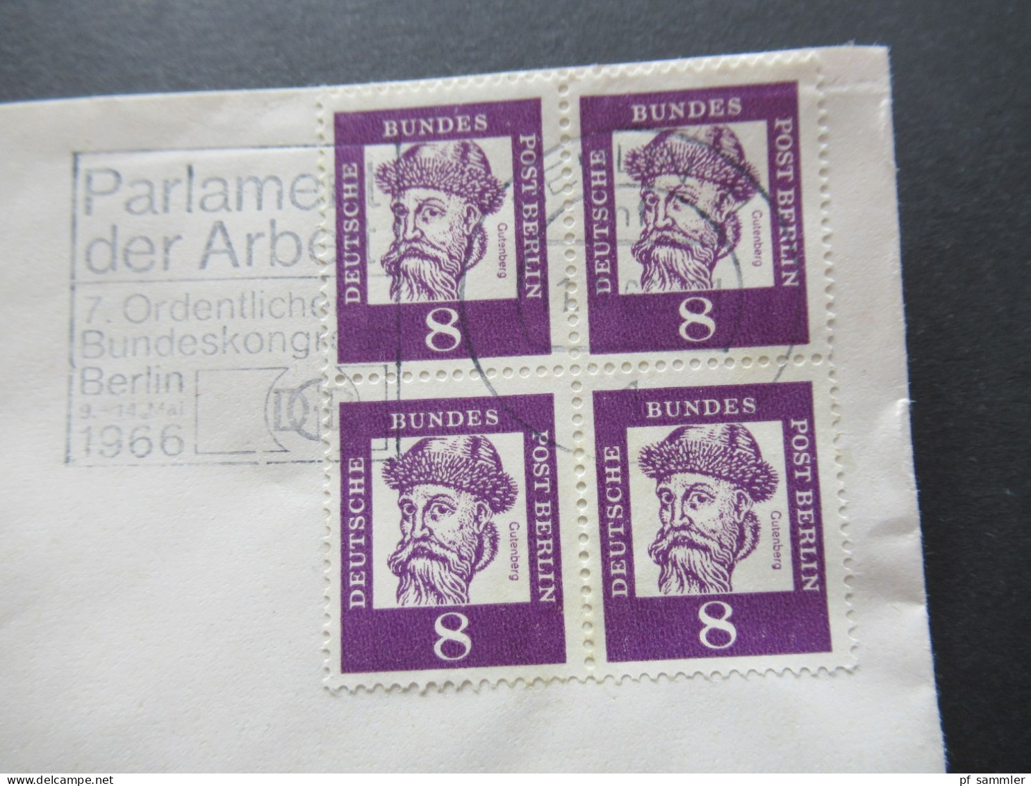 Berlin (West) 1961 Bedeutende Deutsche Nr.201 (4) MeF Als 4er Block / 2 Waagerechte Paare! Umschlag Schiel & Co. Berlin - Storia Postale