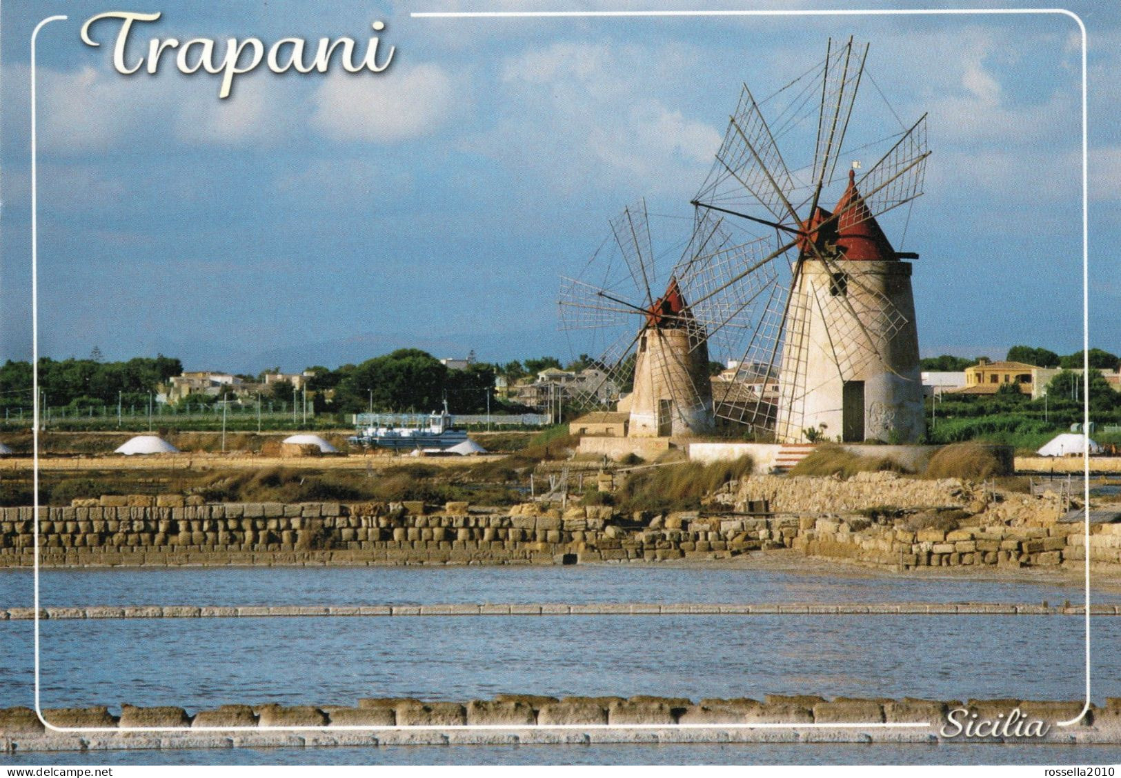 Cartolina Formato Molto Grande ITALIA TRAPANI MULINI A VENTO Italy Postcard Italien Postkarte - Trapani