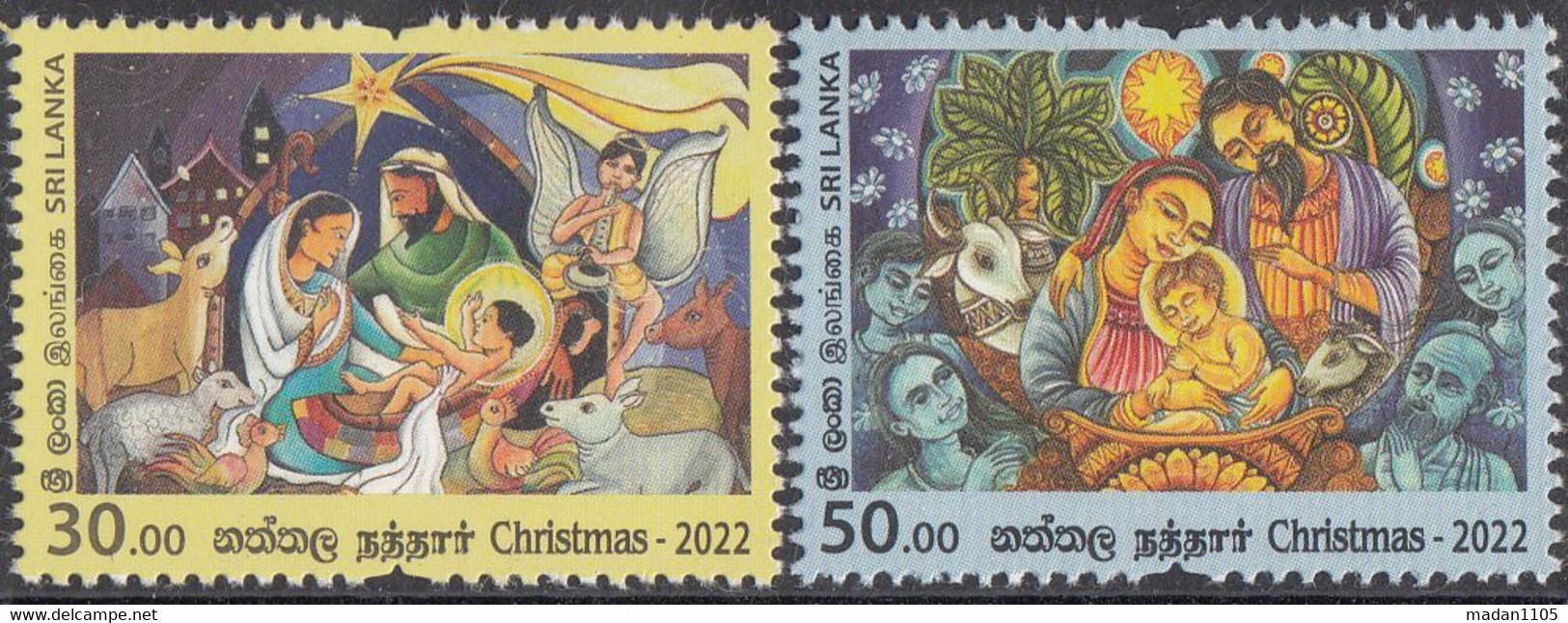 SRI LANKA 2022, CHRISTMAS,set Of 2 Stamps Complete,   MNH,  (**) - Sri Lanka (Ceylon) (1948-...)