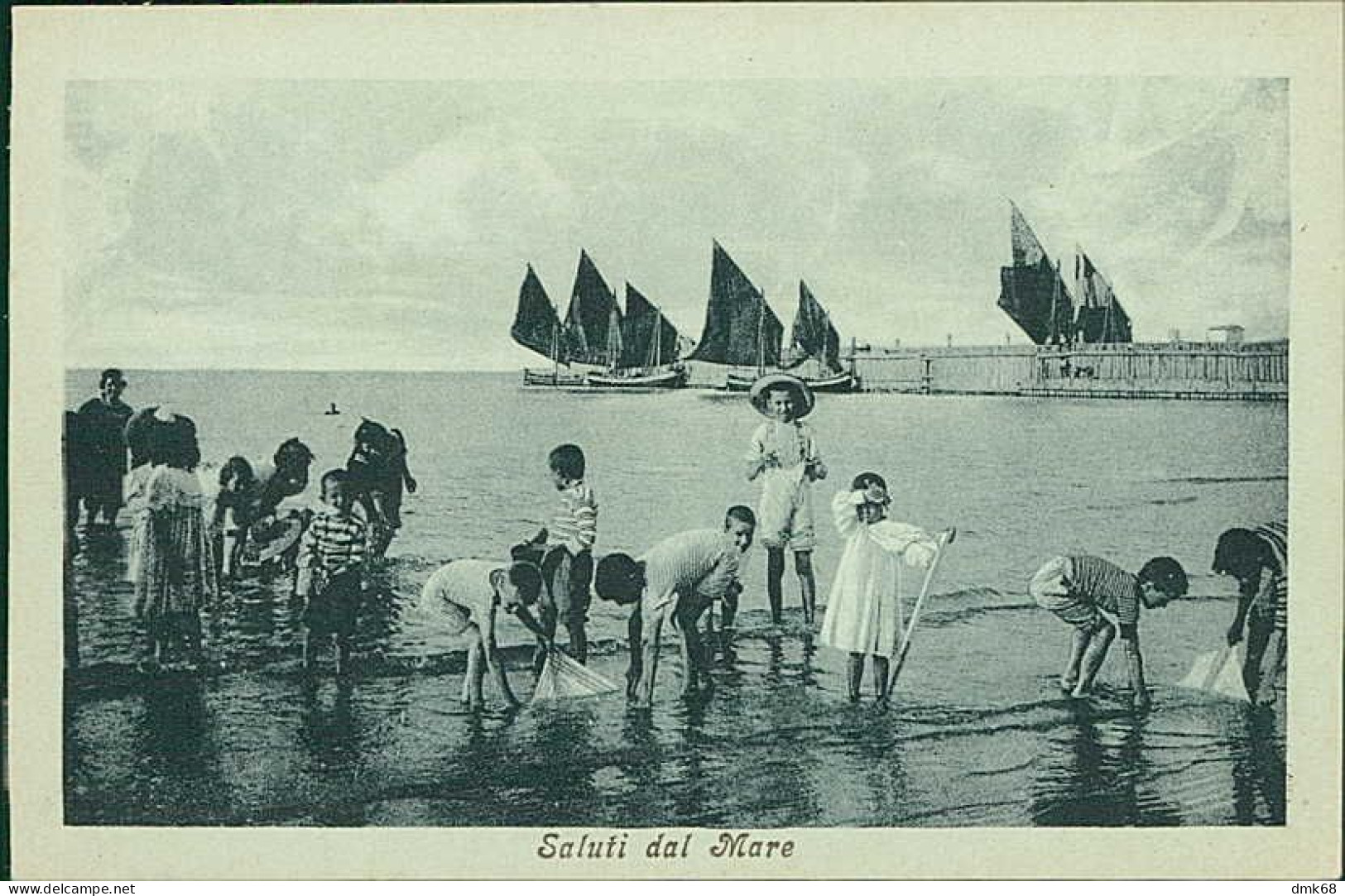 SALUTI DAL MARE - SPIAGGIA / BAGNANTI / BARCHE - EDIZIONE MOSCATELLI - JESI - 1920s (20140) - Autres & Non Classés