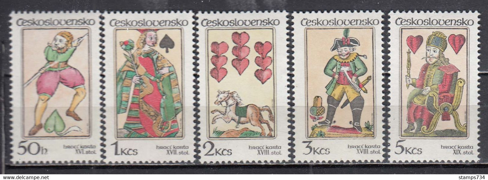 Czechoslovakia 1984 - Historical Playing Cards, Mi-Nr. 2775/79, MNH** - Neufs