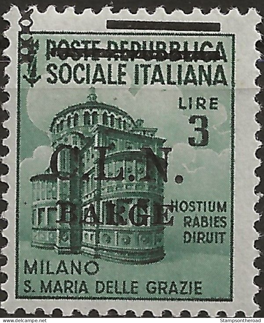 CLNBA8L - 1945 RSI / Barge, Sassone Nr. 8, Francobollo Nuovo Con Traccia Di Linguella */ - Centraal Comité Van Het Nationaal Verzet (CLN)