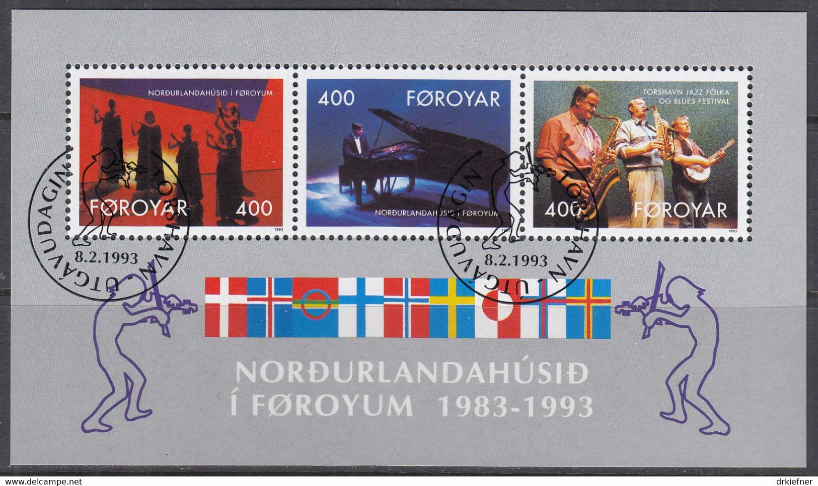 FÄRÖER  Block 6, Gestempelt, 10 Jahre Haus Des Nordens, Tórshavn 1993 - Färöer Inseln