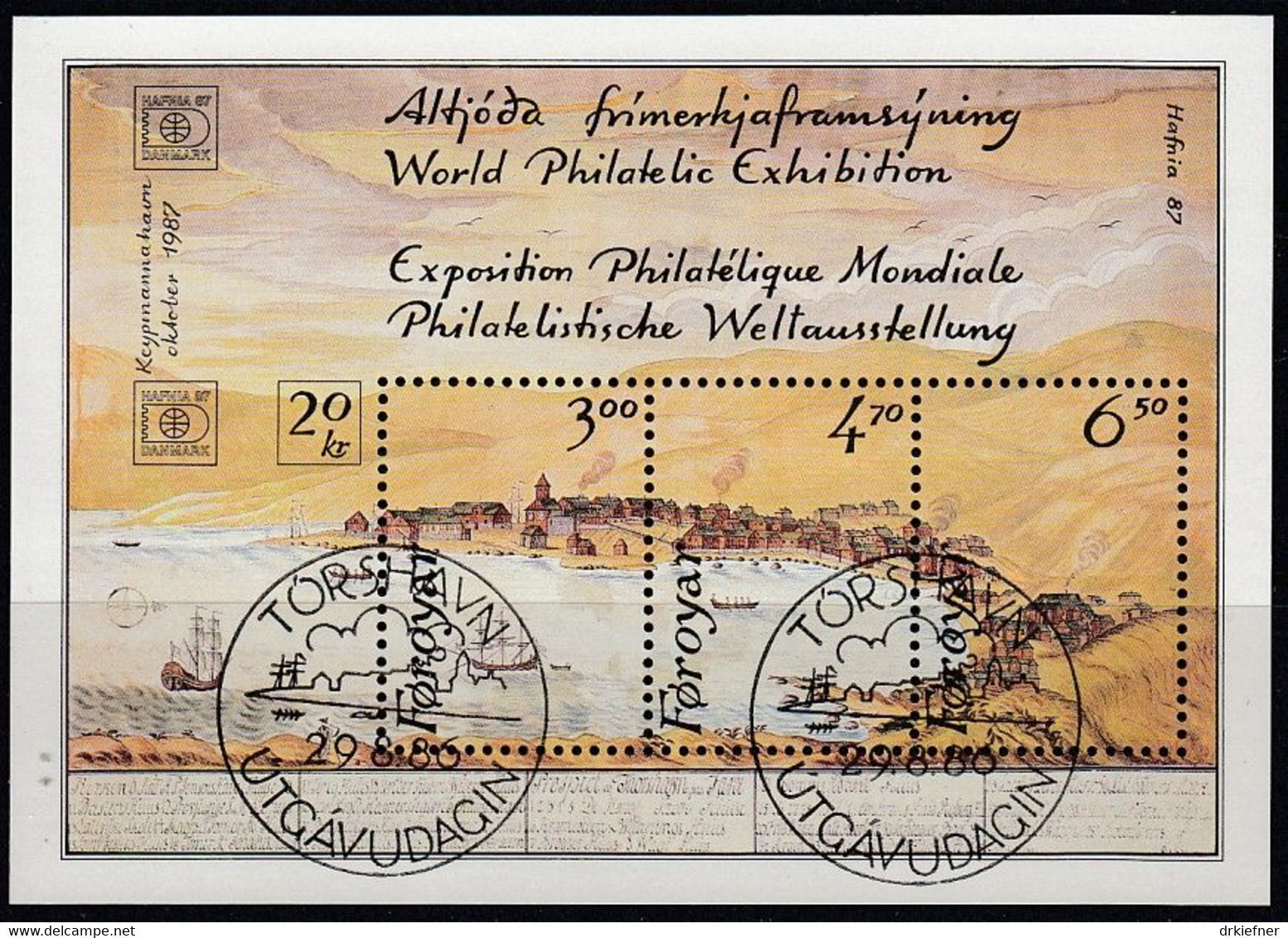 FÄRÖER  Block 2, Gestempelt, Internationale Briefmarkenausstellung HAFNIA ’87 1986 - Färöer Inseln