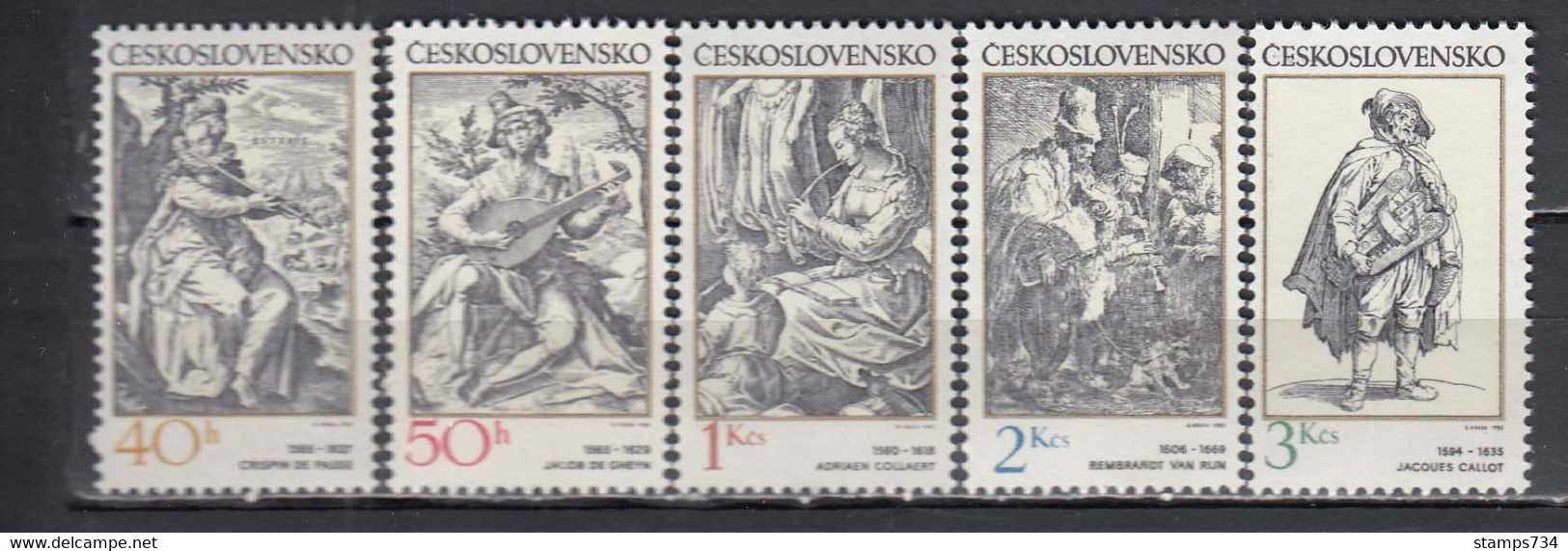 Czechoslovakia 1982 - Music Motifs On Old Engravings, Mi-Nr. 2661/65, MNH** - Neufs
