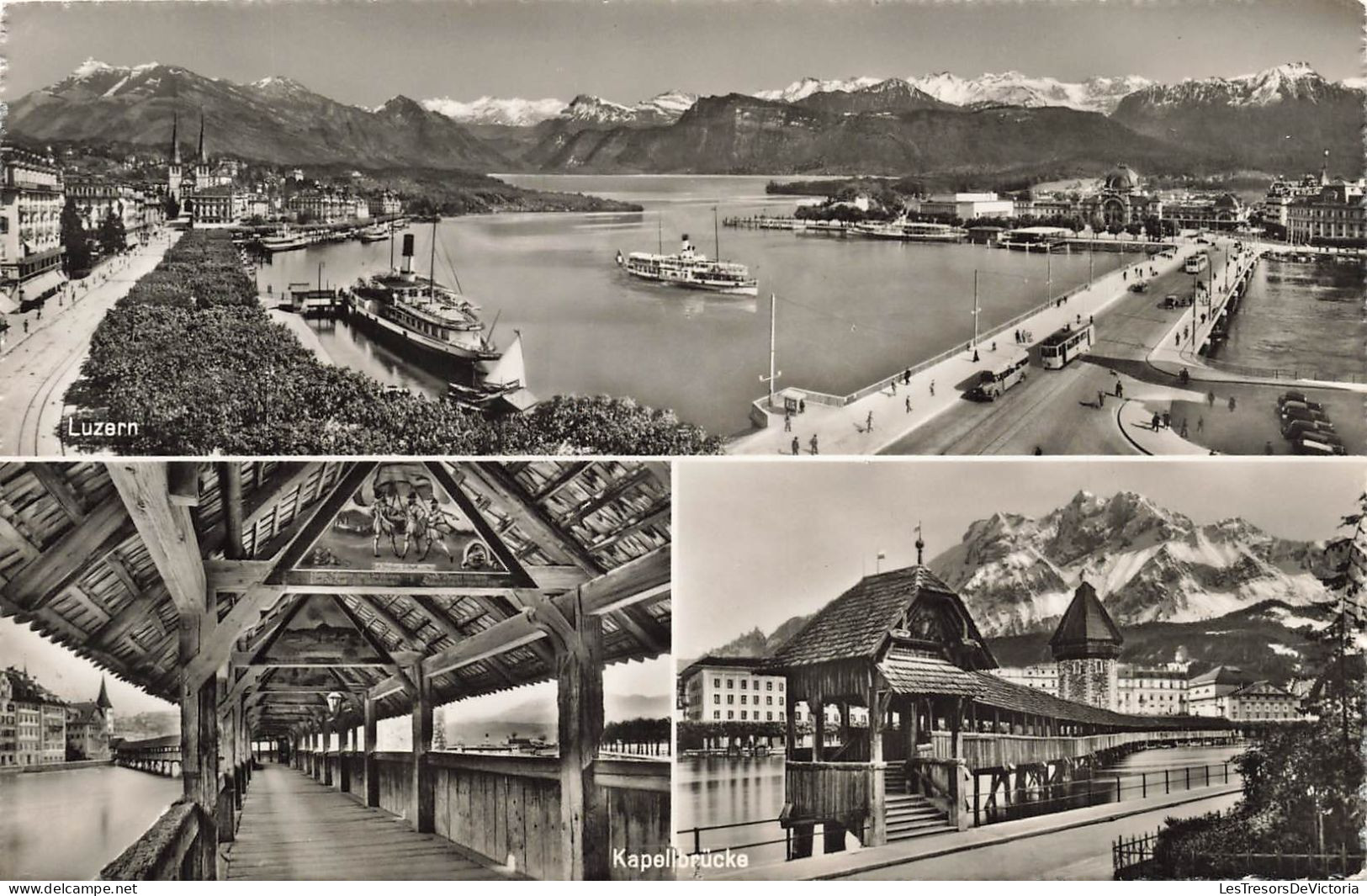 SUISSE - Luzern - Kapellbrücke - Multivues - Lac - Montagnes - Carte Postale Ancienne - Lucerne