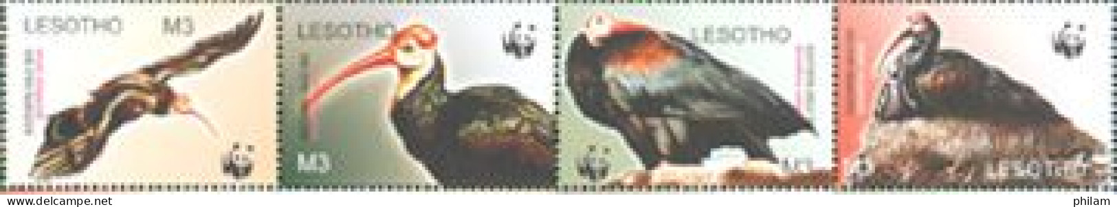 LESOTHO 2004 - W.W.F. - Southern Bald Ibis - Bande De 4 - Lesotho (1966-...)
