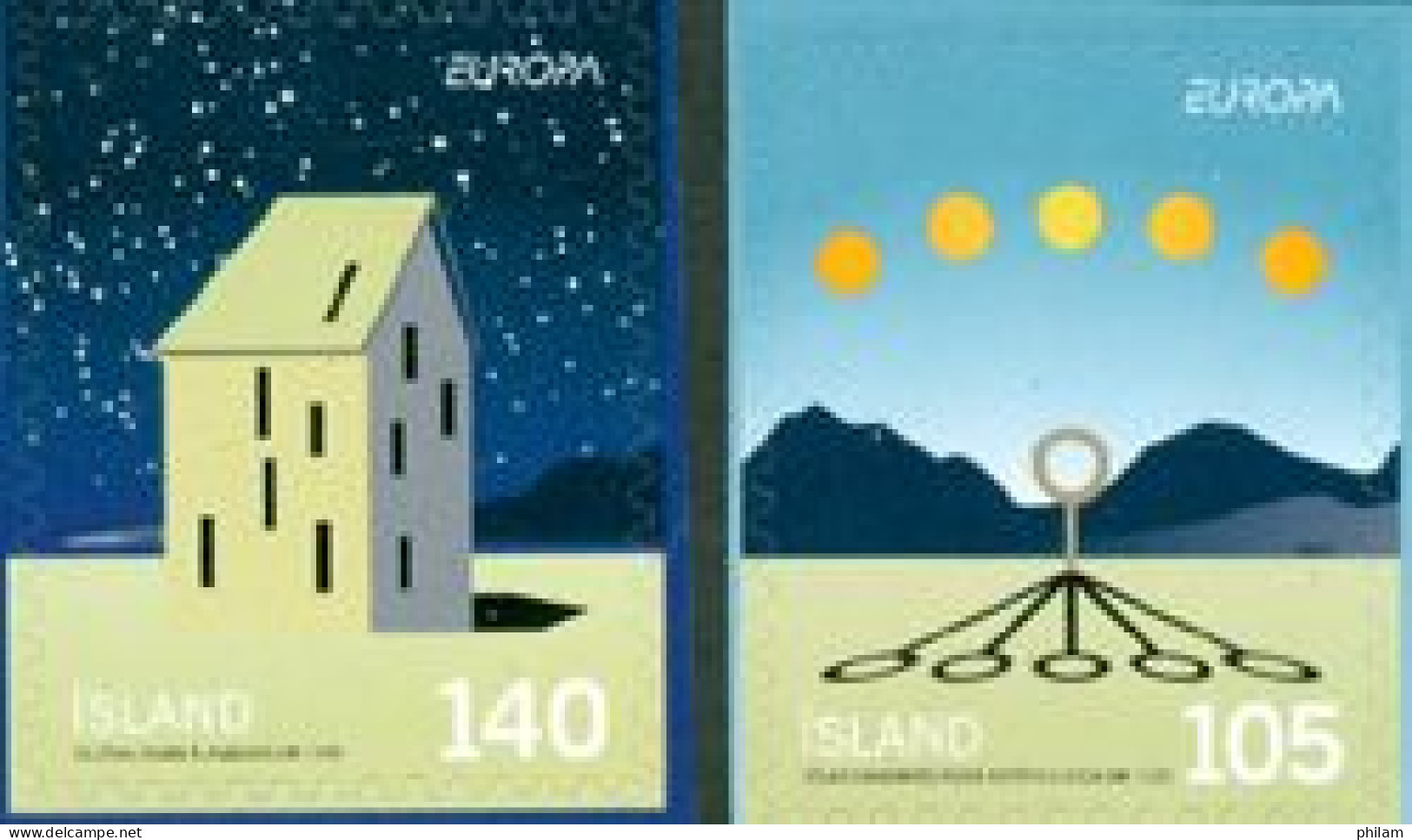 ISLANDE 2009 - Europa - L'astronomie - 2 V. Adhésifs De Carnets - 2009