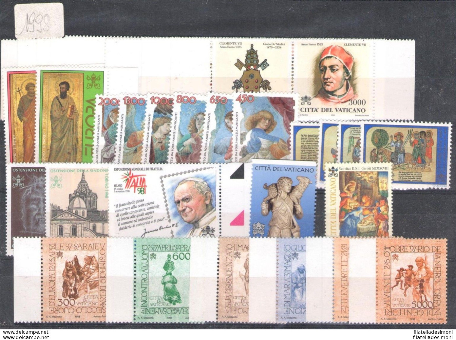 1998 Vaticano,  Francobolli Nuovi,  Annata Completa 31 Valori + 1 Foglietto + 1 - Ganze Jahrgänge