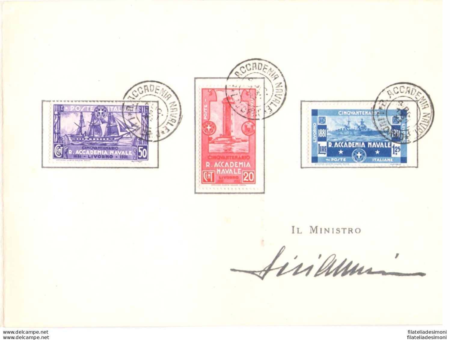 1931 Italia - Regno , Accademia Navale Livorno ,n° 300/302 Cartoncino Ed Annull - Europa