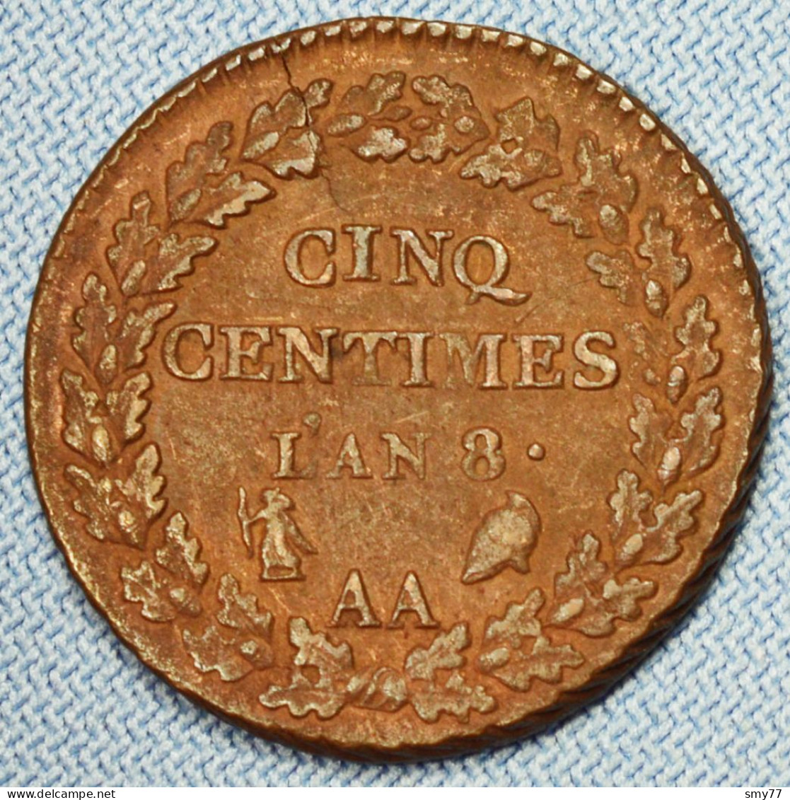 France • 5 Centimes • An 8 AA  (Metz) • Var. Sans Point • TTB42 / XF42 • Dupré Grand Module • [24-356] - 1792-1975 Nationalkonvent