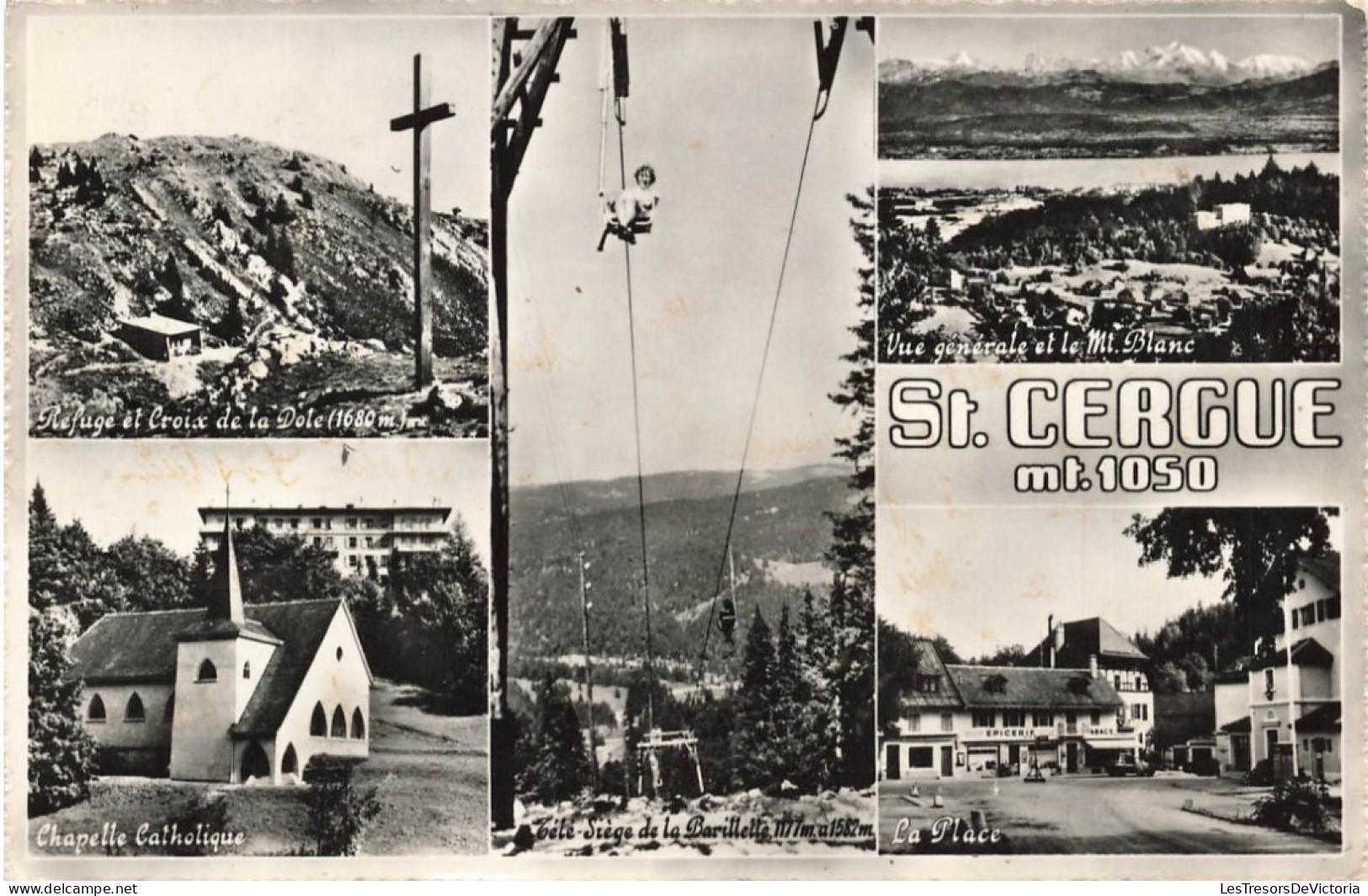 SUISSE - Nyon - St Sergue - Multivues - Chapelle Catholique - La Place - Vue Générale Et Le Mont Blanc - Carte Postale - Nyon