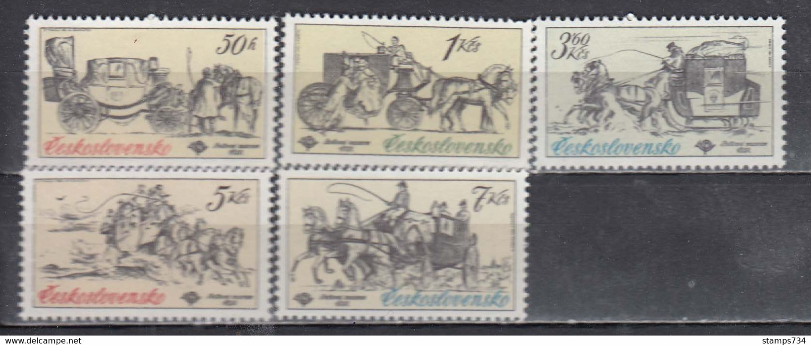 Czechoslovakia 1981 - Post Coaches, Mi-Nr. 2598/602, MNH** - Ungebraucht