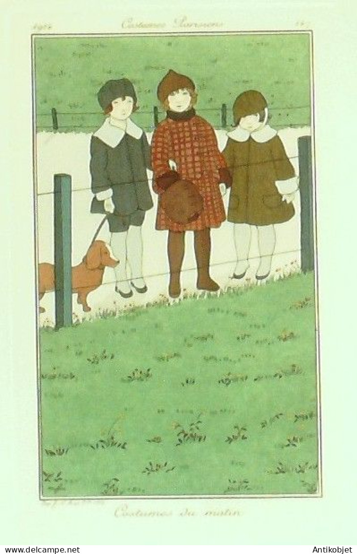 Gravure De Mode Costume Parisien 1914 Pl.147 Costumes Enfants Du Matin Franc-Nohain Madeleine - Etsen