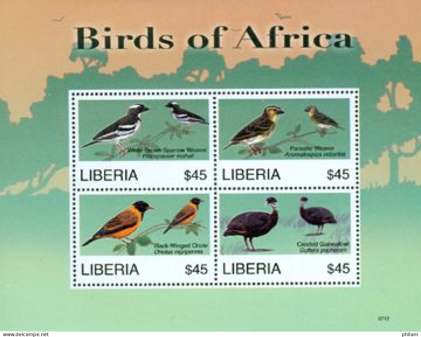 LIBERIA 2007 - Oiseaux - Feuillet De 4 - I - (White-BrownSparrow Weaver) - Passereaux