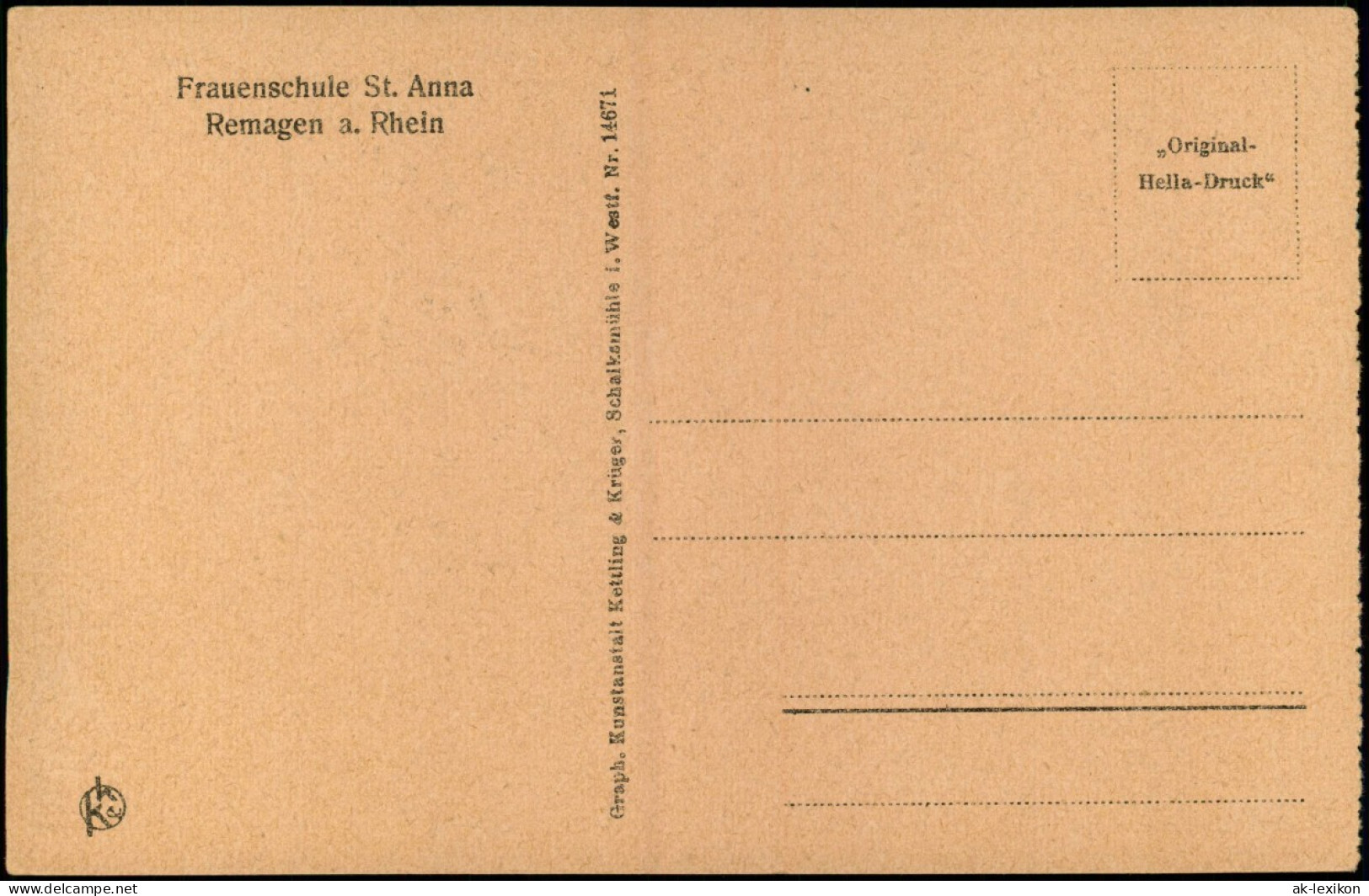 Remagen Ortsansicht Garten (Absendereindruck Frauenschule St. Anna) 1930 - Remagen