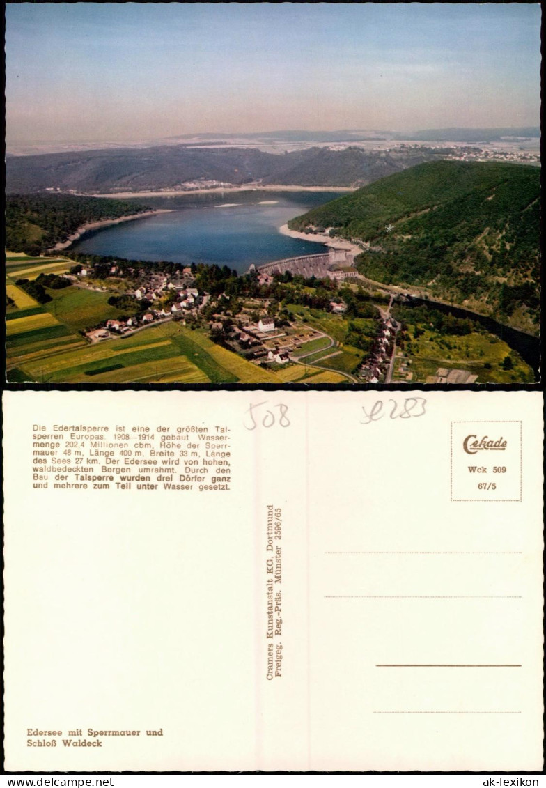 Ansichtskarte Waldeck (am Edersee) Edertalsperre Vom Flugzeug Aus 1967 - Waldeck