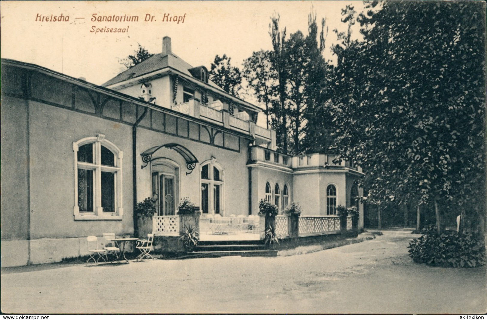 Ansichtskarte Kreischa Gebäude-Ansicht Sanatorium Dr. Krapf Speisesaal 1920 - Kreischa