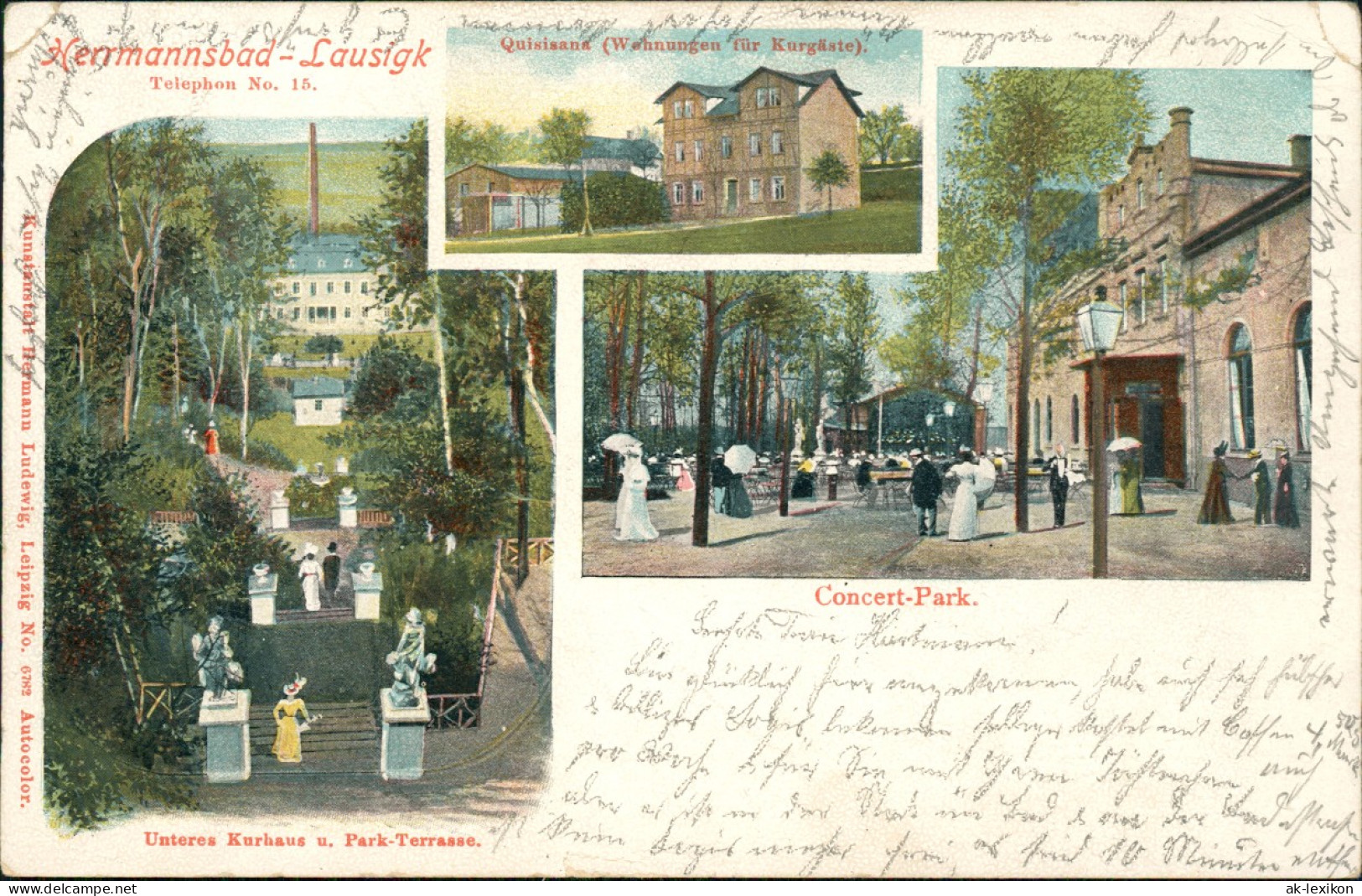Ansichtskarte Bad Lausick Lausigk 3 Bild Anlagen Und Haus Quisisana 1901 - Bad Lausick