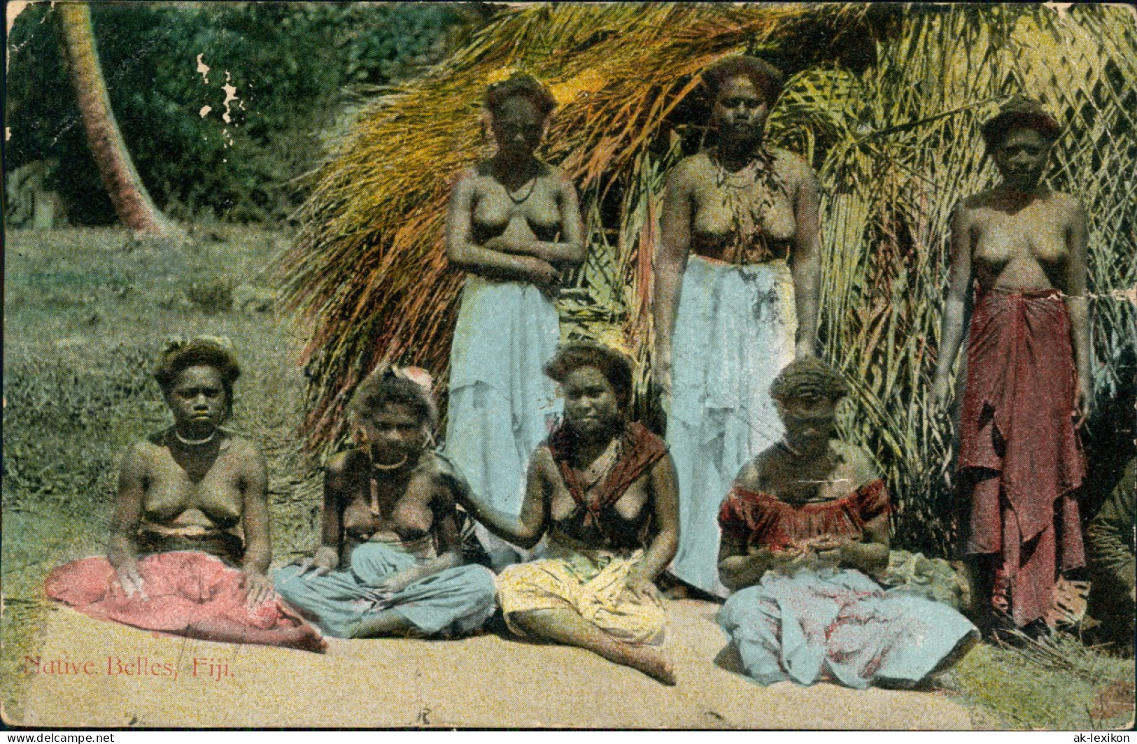 Fiji Fidschi Fidschi-Inseln Native Woman Nackt Nude 1907  Gel. Stempel Sidney - Fiji