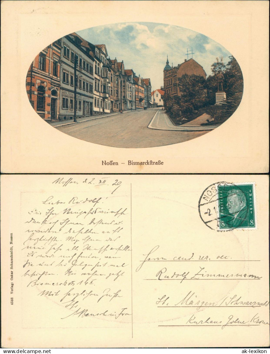 Ansichtskarte Nossen Bismarck Straße 1928 Passepartout - Nossen