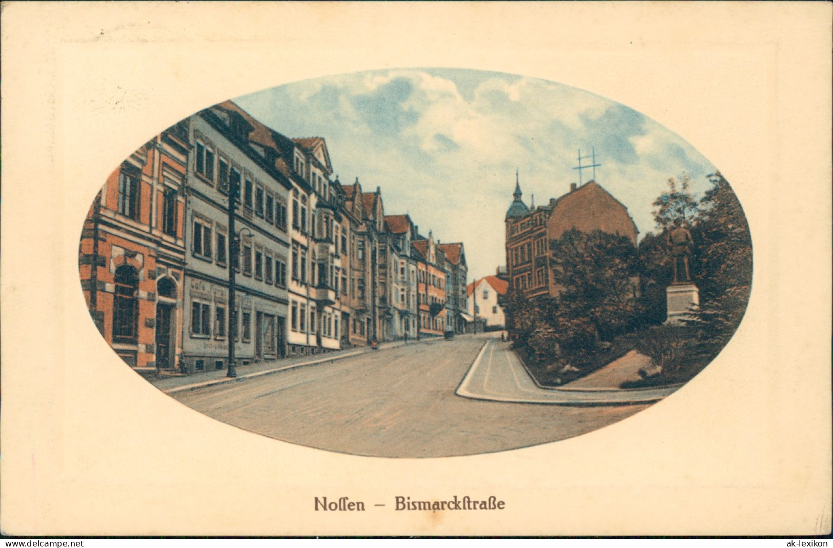 Ansichtskarte Nossen Bismarck Straße 1928 Passepartout - Nossen