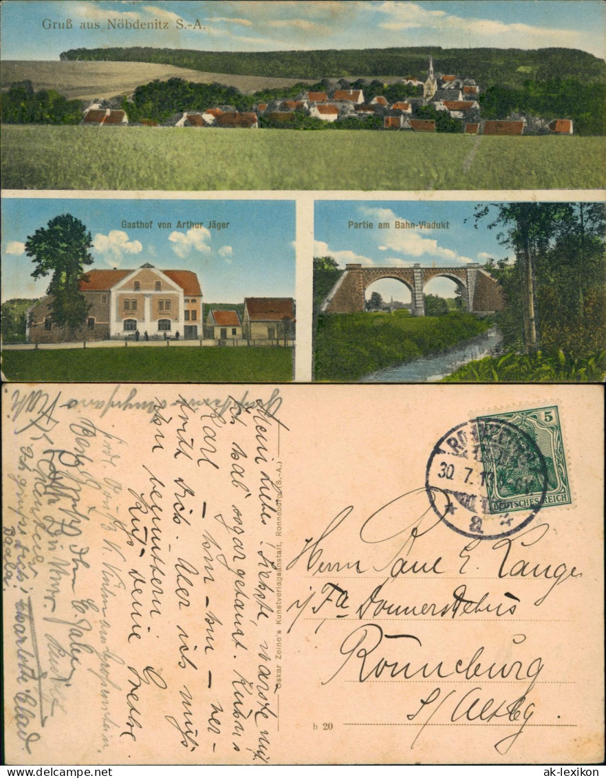 Ansichtskarte Nöbdenitz-Schmölln Stadt, Gasthof, Viadukt 1913 - Schmölln