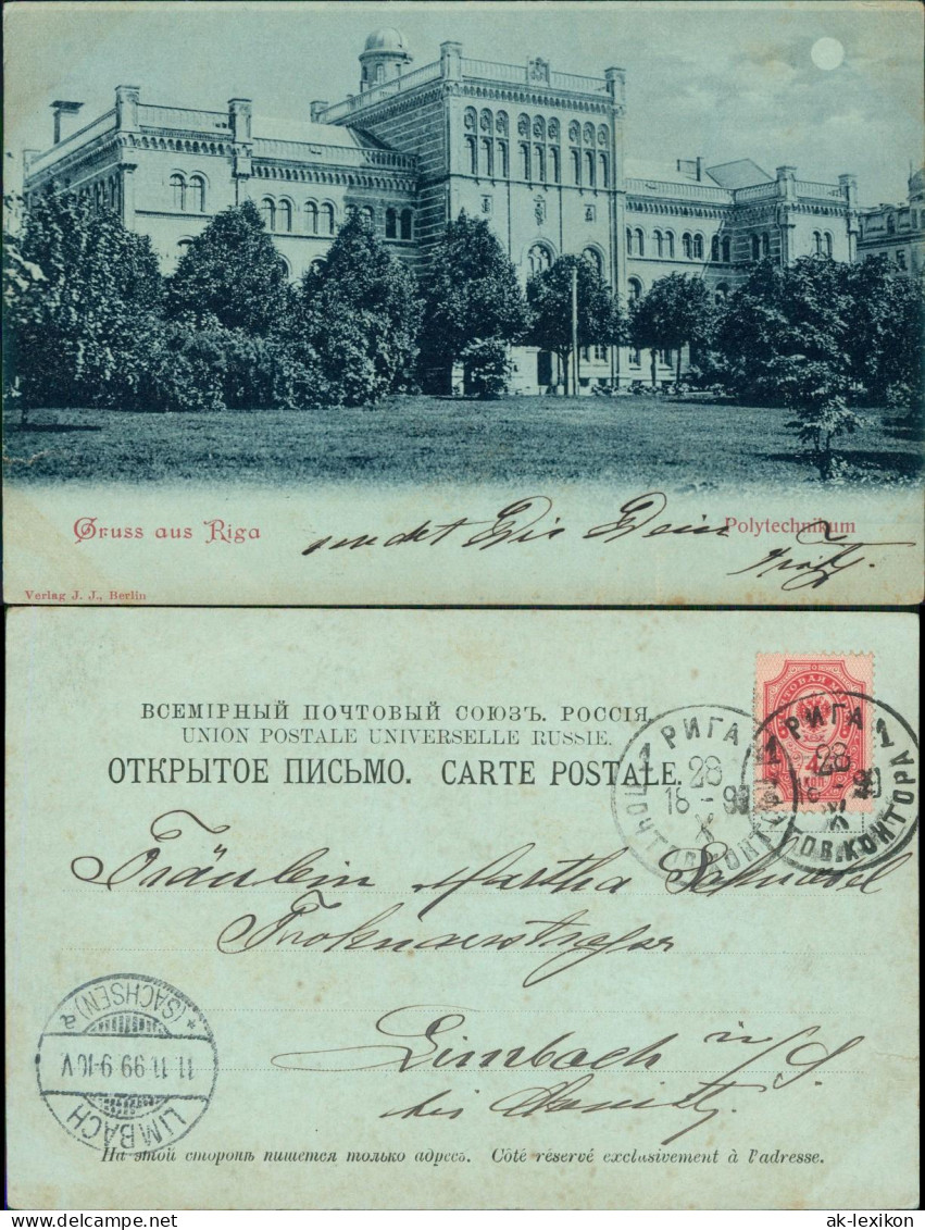 Postcard Riga Rīga Ри́га Polytechnikum Mondscheinlitho 1899 - Lettland
